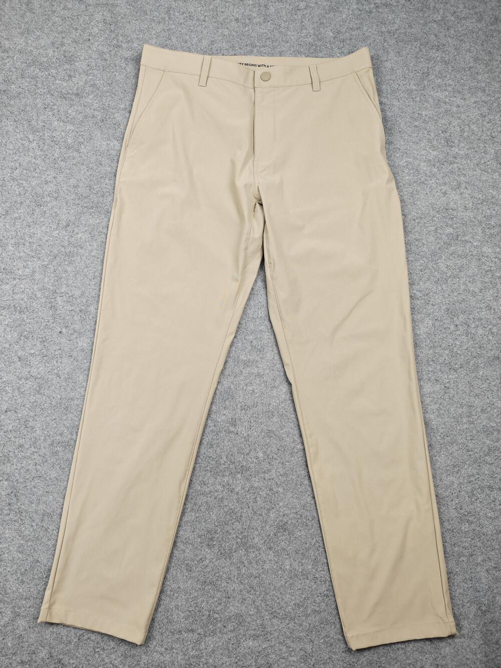 Rhone Pants Mens 33x30 Beige Chino Slim Commuter Microfiber Stretch Travel